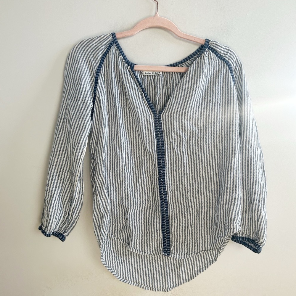 Roller rabbit striped blouse small